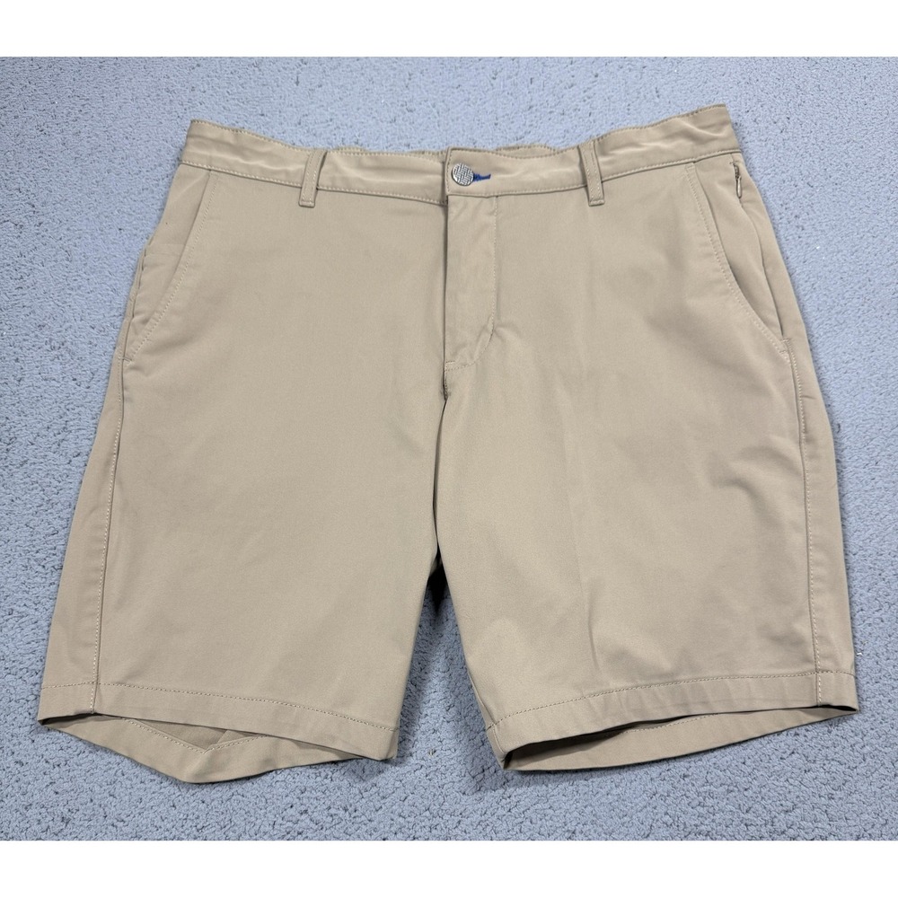 Twillory AIR Shorts Mens 34 Beige Golf Microfiber 9 Inseam Quick Dry Stretch